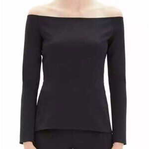 Theory Mod Knit Off-The-Shoulder Fitted Top Black Size M